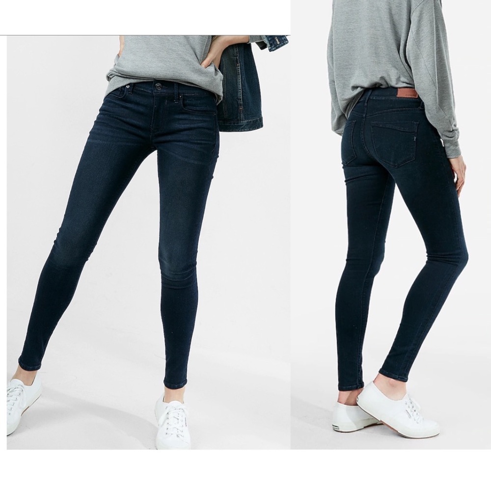 Express mid-rise dark wash skinny jeans